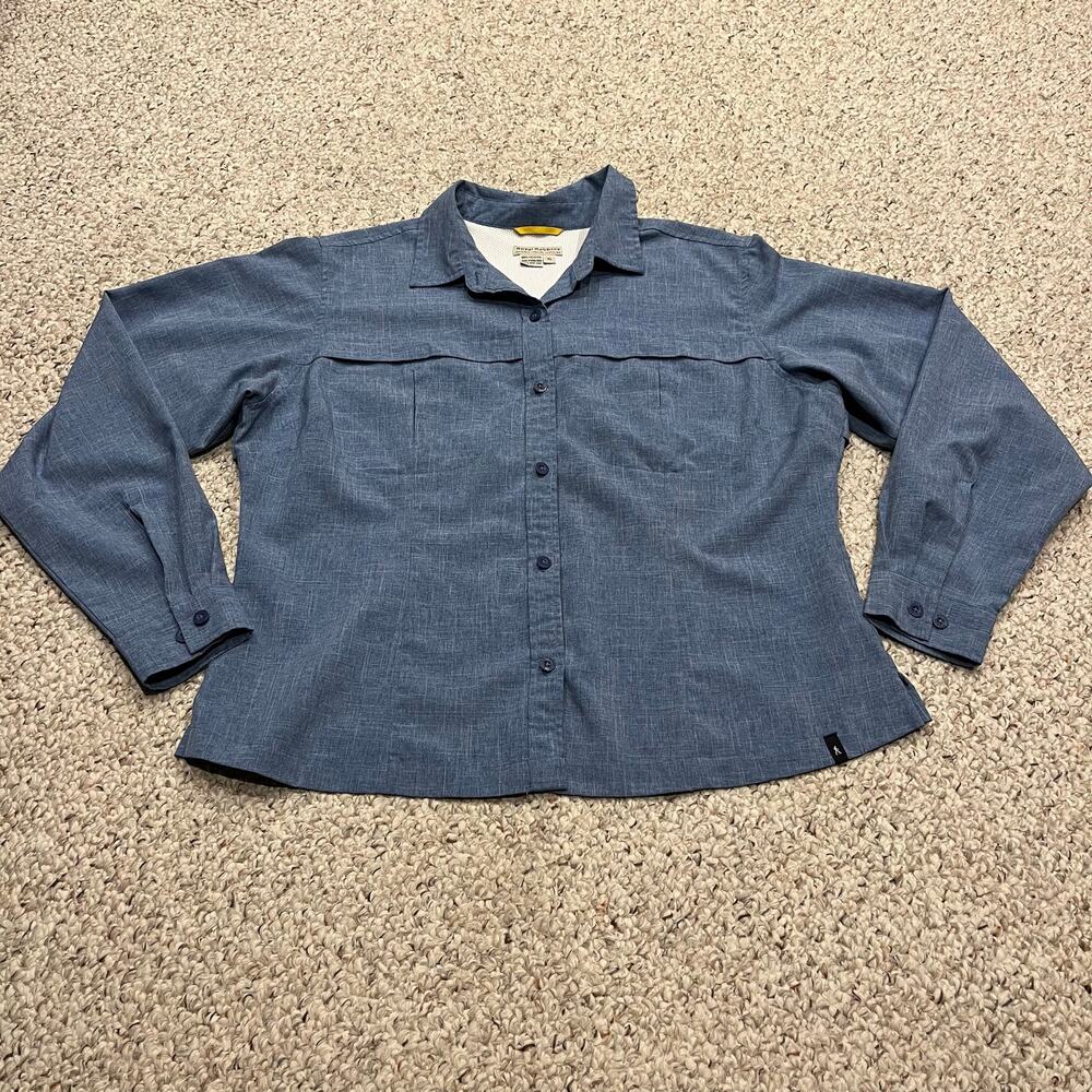 Royal Robbins Womens Button Down Long Sleeve Performance Hiking Shirt XL Blue